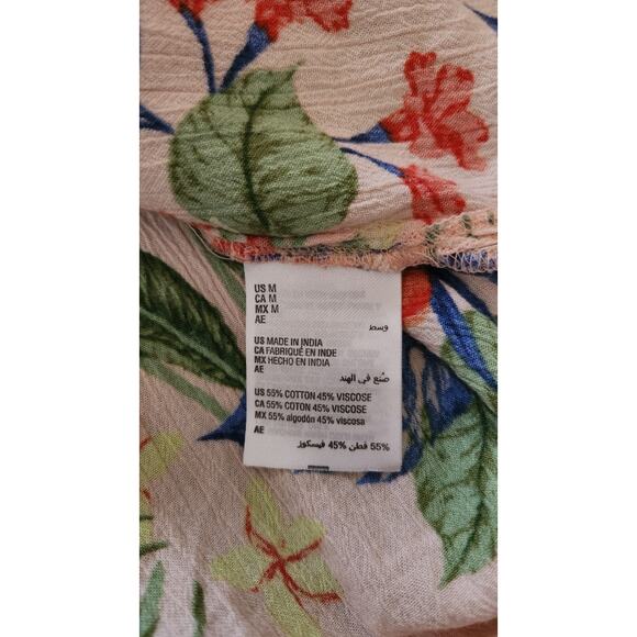 Style&Co Floral Button Up Short Sleeve Shirt Multicolor Spring Medium Top Pocket - Picture 7 of 11